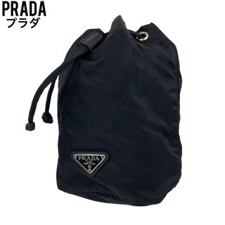 プラダ(PRADA)の✨美品　PRADA プラダ　ポーチ　バニティ　巾着　三角ロゴ　ブラック　黒(ポーチ)