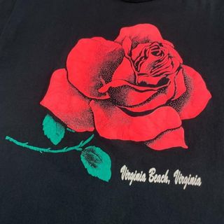 90年代 USA製 薔薇 フラワー アート 発泡プリントTシャツ メンズL(Tシャツ/カットソー(半袖/袖なし))