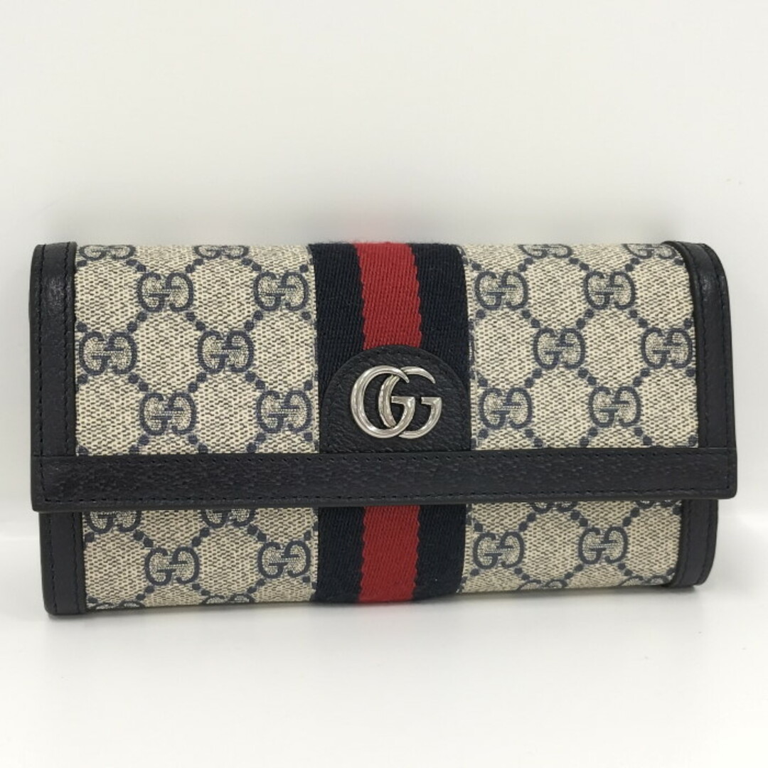 GUCCI - GUCCI 長財布 オフディア GGスプリーム ネイビー 523153 GUCCI - GUCCI 長財布 オフディア GGスプリーム ネイビー 523153