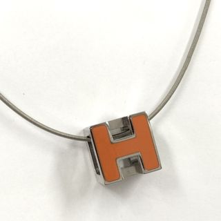 エルメス(Hermes)のHERMES Hキューブ ネックレス メッキ シルバー オレンジ(ネックレス)