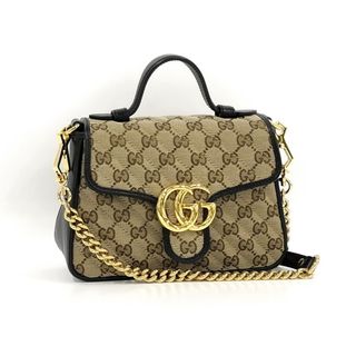 グッチ(Gucci)のGUCCI チェーン ショルダーバッグ  キャンバス GGキャンバス キャンバス(ショルダーバッグ)