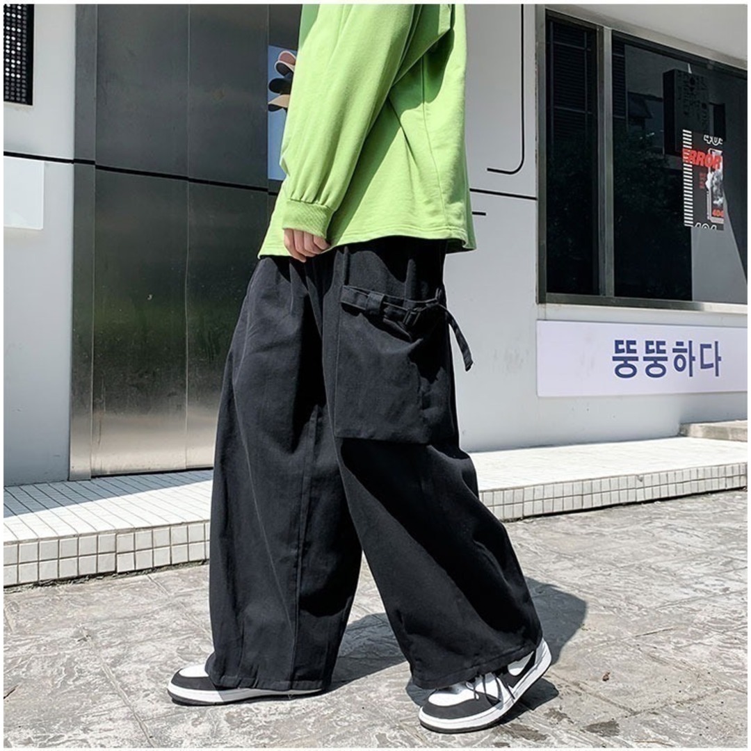 ゆう様専用カーゴパンツ ワイド ボトムス ユニセックス メンズ 袴パンツ 黒 メンズのパンツ(スラックス)の商品写真
