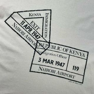 USA製 80年代 NAIROBI AIRPORT 空港 ロゴプリントTシャツ  メンズL(Tシャツ/カットソー(半袖/袖なし))