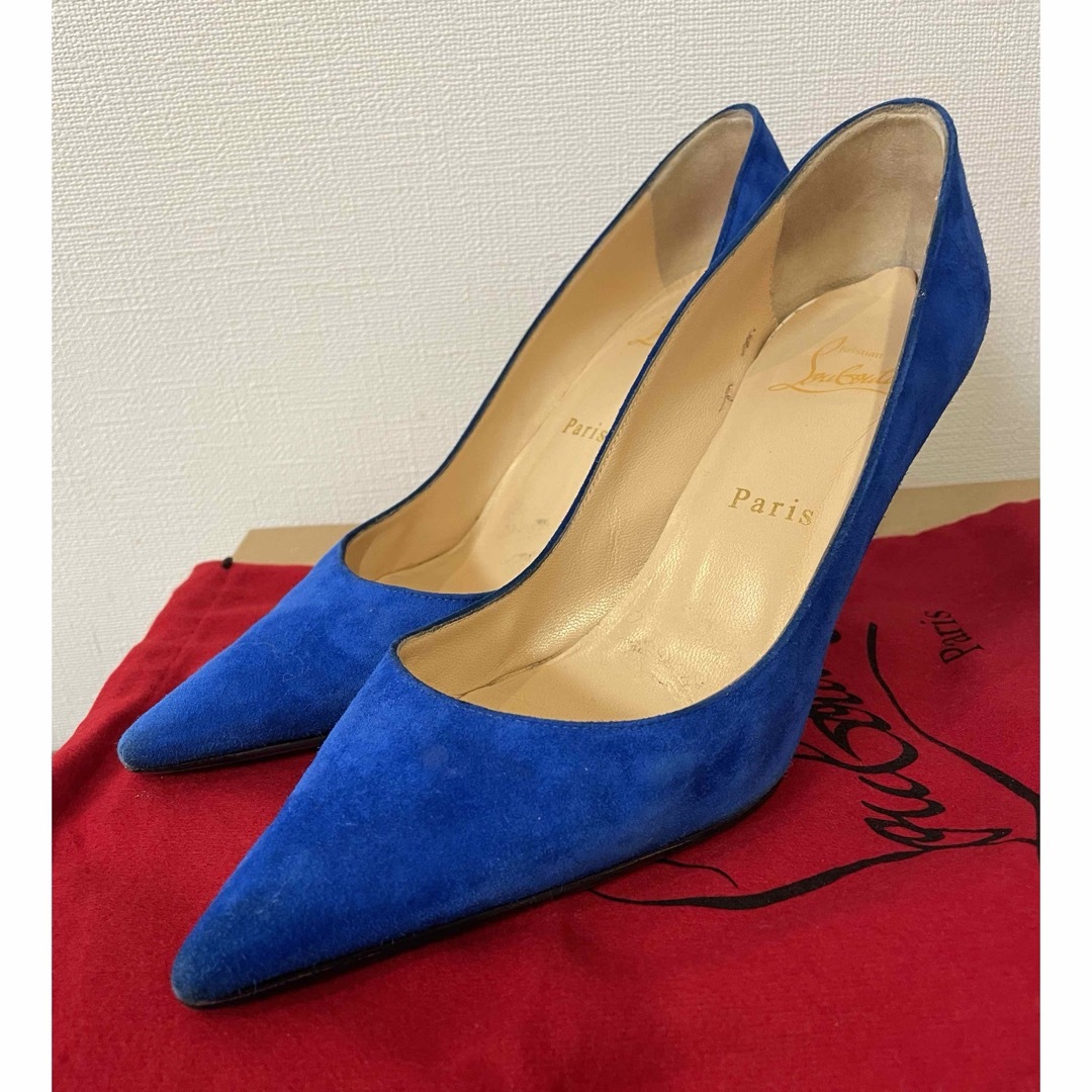 Christian Louboutin(クリスチャンルブタン)のクリスチャン　ルブタン　ブルー　ベルベット　スエードパンプス レディースの靴/シューズ(ハイヒール/パンプス)の商品写真