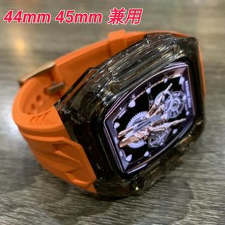 Apple Watch用 ラバーベルト カスタムオレンジ+クリアスモーク(ラバーベルト)