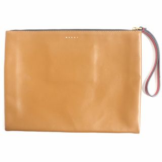 極美品▼MARNI マルニ Pochette PHMO0003U1LV589 ロゴ入 レザー クラッチバッグ/ポーチ ブラウン×ブラック×レッド 伊製 メンズ 保存袋付