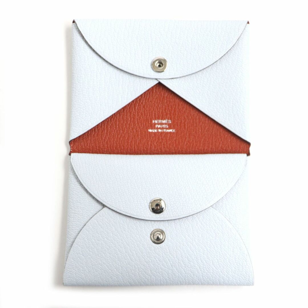 Hermes(エルメス)の未使用▼HERMESエルメス カルヴィ デュオ シェーブル レザー コイン／カードケース バイカラー ブルーブリュム×キュイーブル 仏製 U刻印 メンズのファッション小物(コインケース/小銭入れ)の商品写真