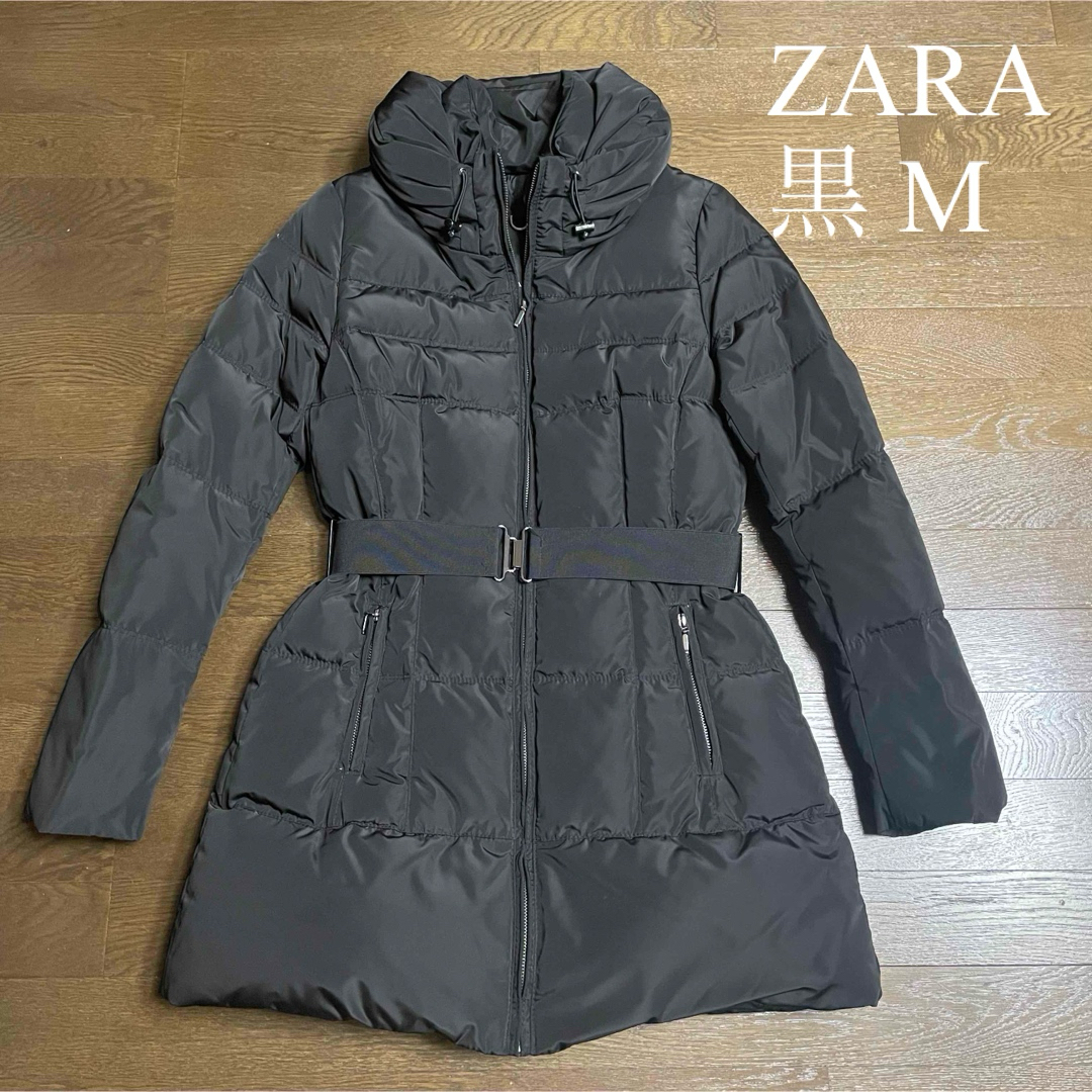 ZARA(ザラ)の美品 3回使用 ザラ ZARA 黒 ダウンコート ダウンジャケット コート レディースのジャケット/アウター(ダウンコート)の商品写真