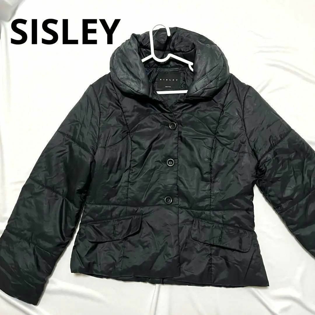 Sisley(シスレー)のSISLEY シスレー 中綿 ジャケット イタリア製 Mサイズ ブラック レディースのジャケット/アウター(ブルゾン)の商品写真