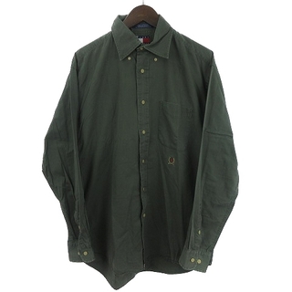 トミーヒルフィガー(TOMMY HILFIGER)のトミーヒルフィガー シャツ 長袖 刺繍 ワンポイント 深緑 M ■GY31(シャツ)