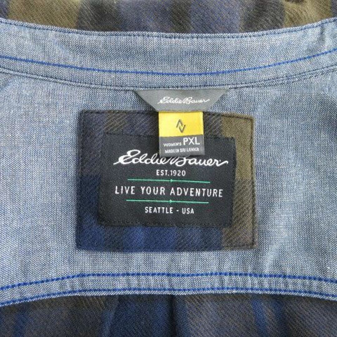 Eddie Bauer(エディーバウアー)のエディーバウアー ネルシャツ 長袖 オーバーサイズ カシミヤ混 茶 XL ■GY レディースのトップス(シャツ/ブラウス(長袖/七分))の商品写真