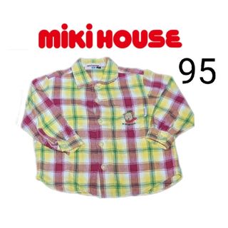 ミキハウス(mikihouse)のミキハウス　長袖　シャツ　ボタン　95cm　男の子　トップス　チェック　レトロ(Tシャツ/カットソー)