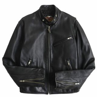 Hurley - 良品●Harley Davidson ハーレーダビッドソン カウレザー ロゴデザインジップ 裏地キルティング シングルライダースジャケット F 黒 正規品