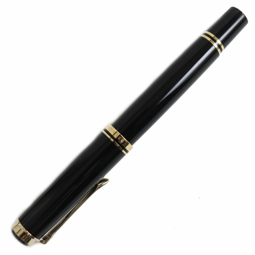 Pelikan(ペリカン)の極美品●Pelikan ペリカン スーバーレーベン M405 ペン先14C Mニブ ロゴ入り キャップ式 万年筆 ブラック×ゴールド 箱付き インテリア/住まい/日用品の文房具(ペン/マーカー)の商品写真