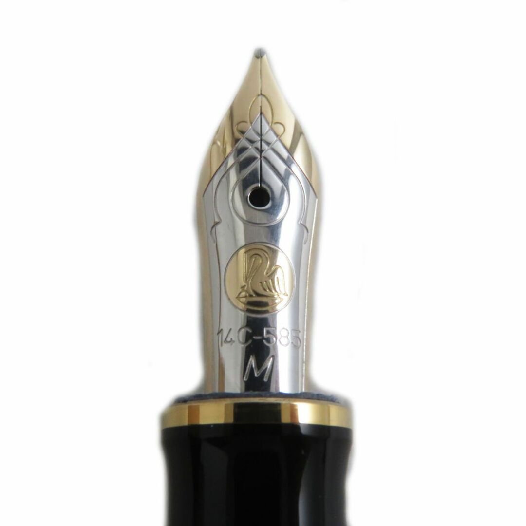 Pelikan(ペリカン)の極美品●Pelikan ペリカン スーバーレーベン M405 ペン先14C Mニブ ロゴ入り キャップ式 万年筆 ブラック×ゴールド 箱付き インテリア/住まい/日用品の文房具(ペン/マーカー)の商品写真