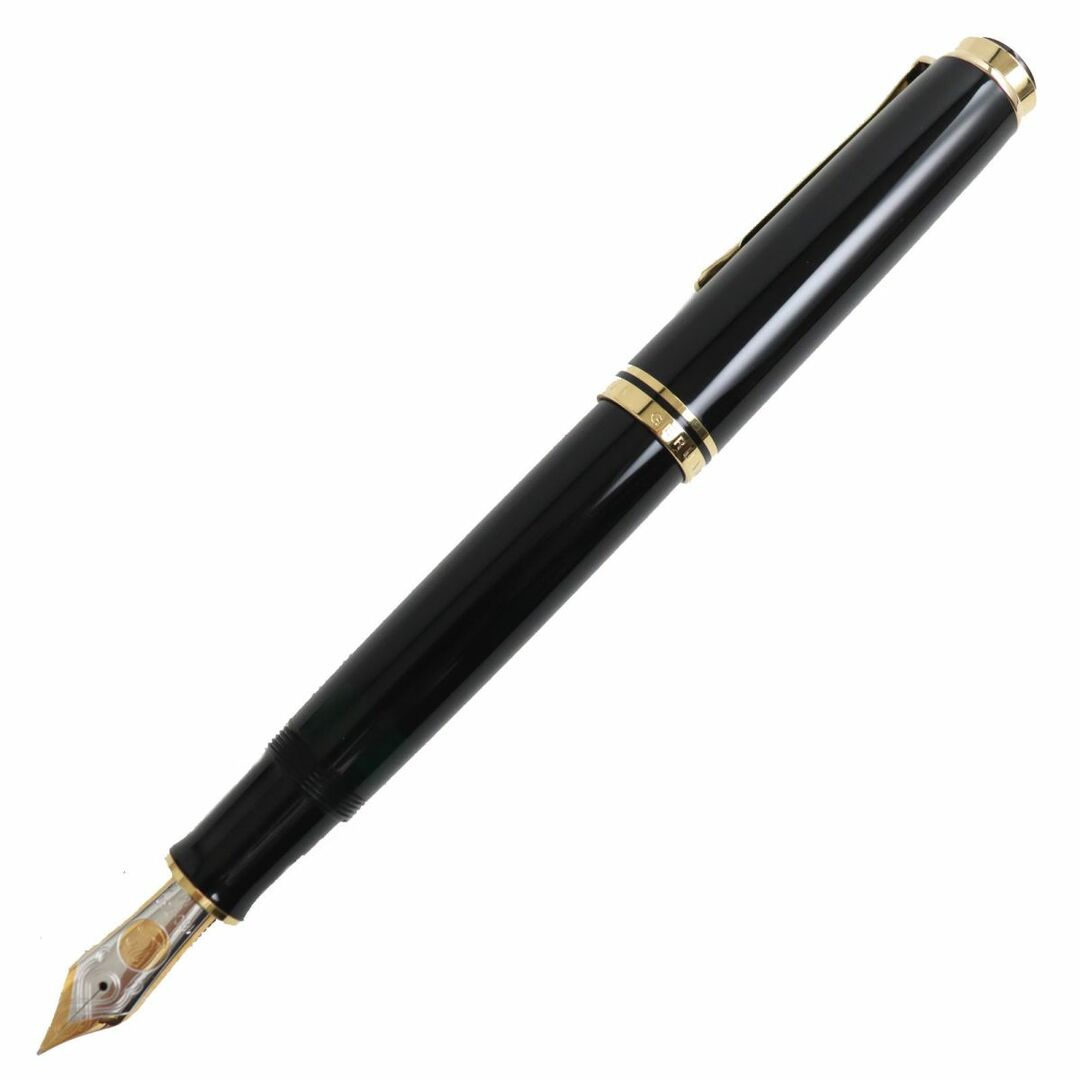 Pelikan(ペリカン)の極美品●Pelikan ペリカン スーベレーン M1000 ペン先18K ロゴ入り 万年筆 ブラック×ゴールド Mニブ 箱/インクボトル付き インテリア/住まい/日用品の文房具(ペン/マーカー)の商品写真