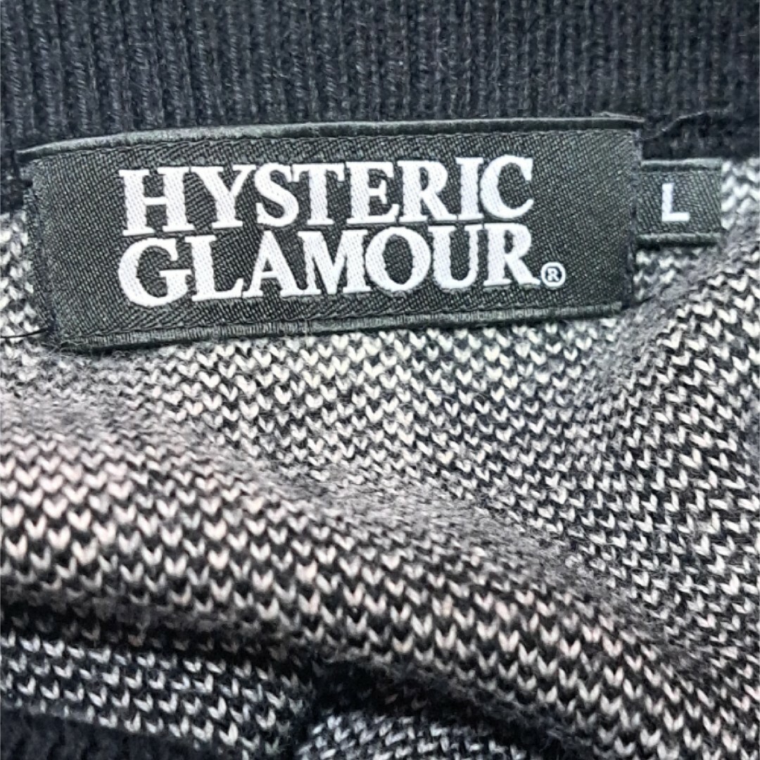 HYSTERIC GLAMOUR(ヒステリックグラマー)のヒステリックグラマー　総柄ロゴ　ジャガード　ニット　セーター　スウェット　L　黒 メンズのトップス(ニット/セーター)の商品写真