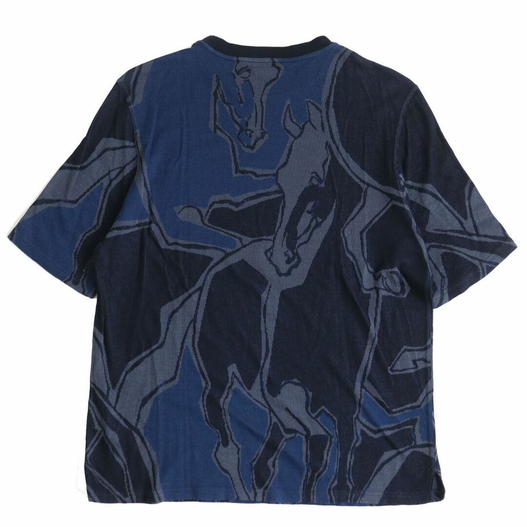 Hermes(エルメス)の極美品●21SS HERMES エルメス Dance of Horses Light 鹿の子生地 半袖 Tシャツ/カットソー ブルー系 大きめサイズXXL イタリア製 正規品 メンズのトップス(Tシャツ/カットソー(半袖/袖なし))の商品写真