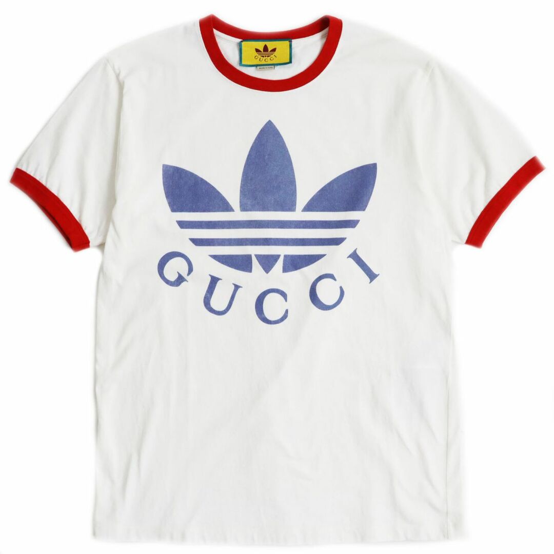 Gucci(グッチ)の極美品●22SS グッチ×アディダス コラボ 702612 トレフォイルロゴ コットンジャージー 半袖 Tシャツ 白×青×赤 XS イタリア製 正規品 メンズのトップス(Tシャツ/カットソー(半袖/袖なし))の商品写真