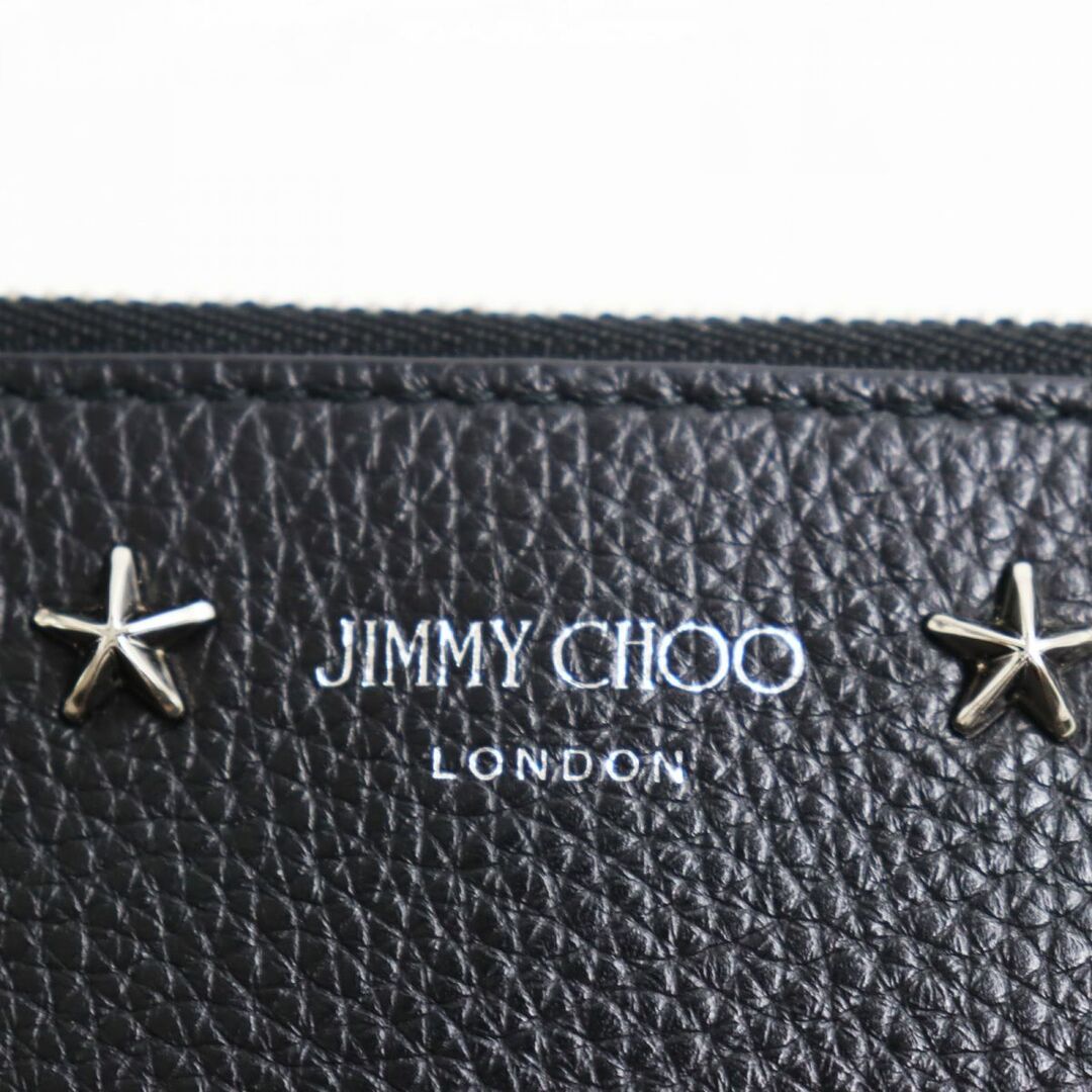 JIMMY CHOO(ジミーチュウ)の未使用品●ジミーチュウ 14503746 CASEY/ケイシー レザー スタースタッズ付き コイン/フラグメントケース ブラック×シルバー イタリア製 メンズのファッション小物(コインケース/小銭入れ)の商品写真