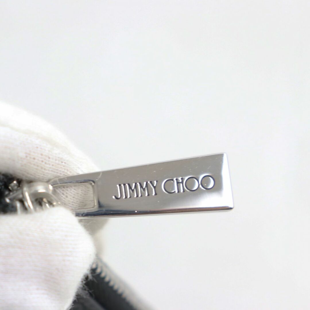 JIMMY CHOO(ジミーチュウ)の未使用品●ジミーチュウ 14503746 CASEY/ケイシー レザー スタースタッズ付き コイン/フラグメントケース ブラック×シルバー イタリア製 メンズのファッション小物(コインケース/小銭入れ)の商品写真