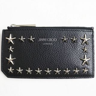 JIMMY CHOO - 未使用品●ジミーチュウ 14503746 CASEY/ケイシー レザー スタースタッズ付き コイン/フラグメントケース ブラック×シルバー イタリア製