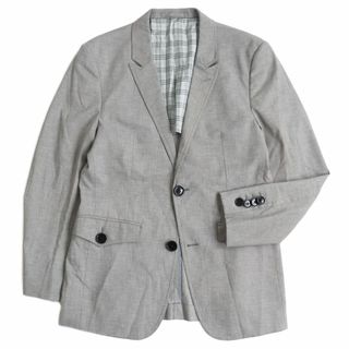 バーバリーブラックレーベル(BURBERRY BLACK LABEL)の極美品●BURBERRY BLACK LABEL バーバリーブラックレーベル リネン混 裏地チェック柄 シングル テーラードジャケット グレー S 正規品(テーラードジャケット)