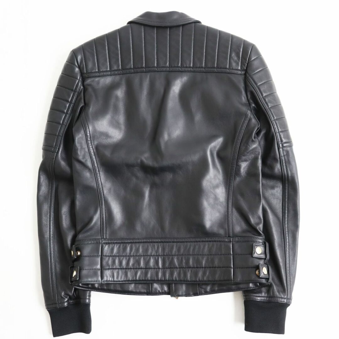 BALMAIN(バルマン)の未使用品●17SSランウェイ着用 BALMAIN バルマン S7H2011P016 レザー レースアップ ライダースバイカージャケット 黒 44 伊製 正規品 メンズのジャケット/アウター(ライダースジャケット)の商品写真