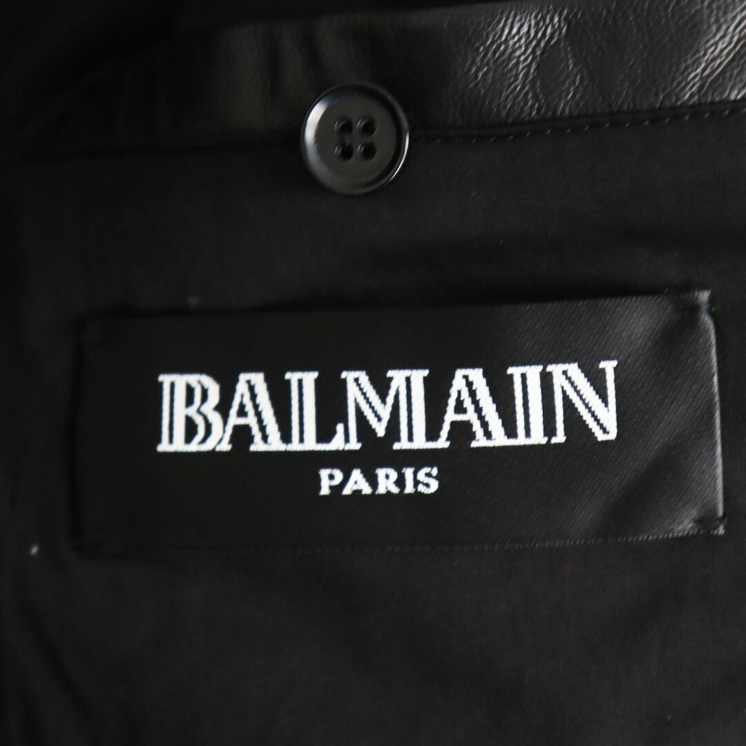 BALMAIN(バルマン)の未使用品●17SSランウェイ着用 BALMAIN バルマン S7H2011P016 レザー レースアップ ライダースバイカージャケット 黒 44 伊製 正規品 メンズのジャケット/アウター(ライダースジャケット)の商品写真