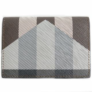 バーバリー(BURBERRY)の未使用品●BURBERRY バーバリー 8050794 FLINT Wallet レザー ジオメトリックチェック柄 カードケース/名刺入れ バーチブラウン(名刺入れ/定期入れ)