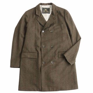 ロロピアーナ(LORO PIANA)の美品●Loro Piana ロロピアーナ ヴァージンウール100％ ストームシステム ダブルブレスト ツイードロングコート ブラウン系 48 伊製 正規品(その他)