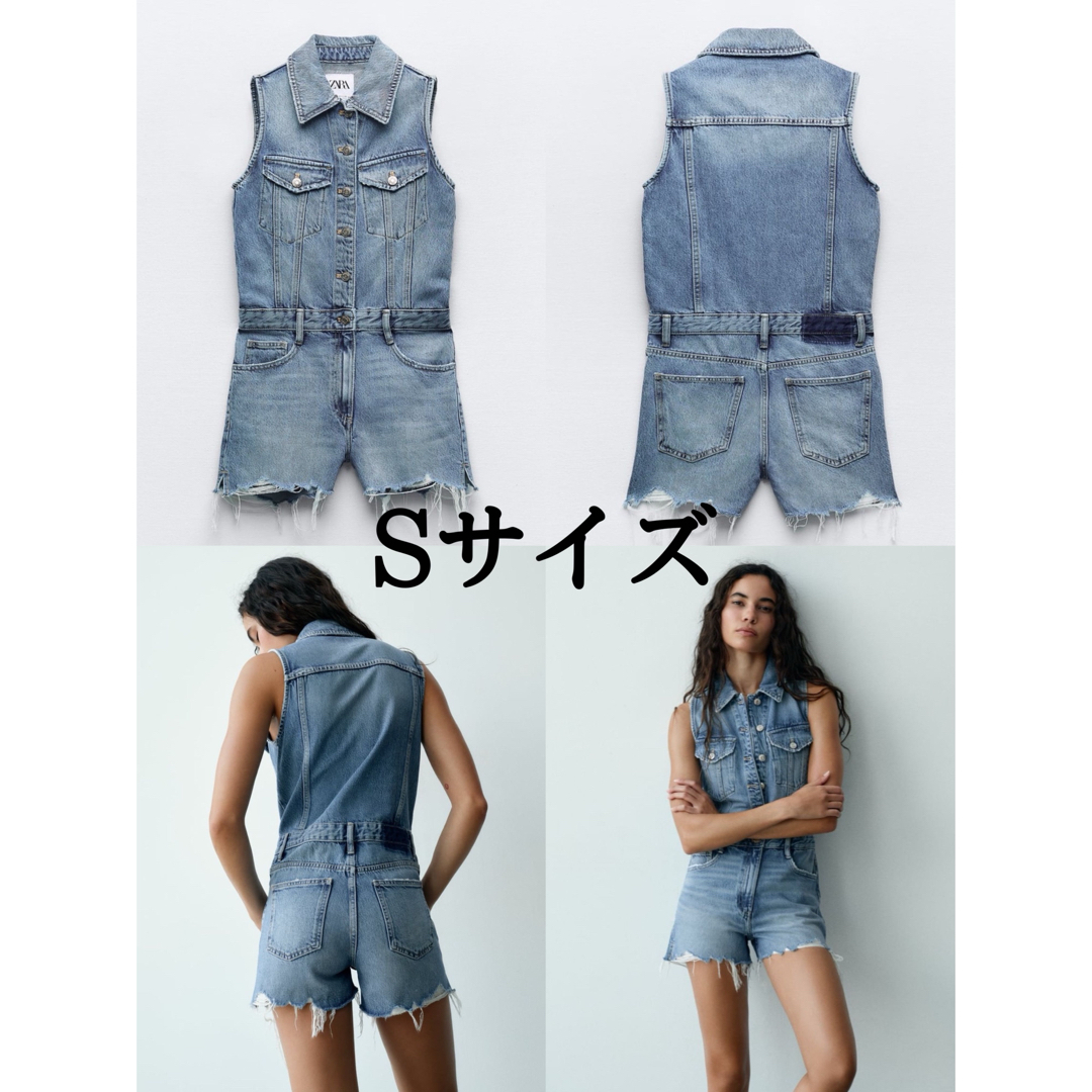 ZARA(ザラ)のZARA デニム ジーンズ　ショートジャンプスーツ　Sサイズ レディースのパンツ(オールインワン)の商品写真