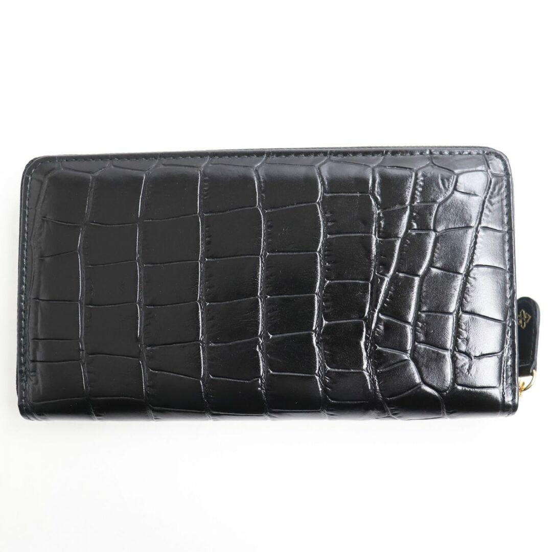 未使用品●ETTINGER エッティンガー レザー クロコダイル型押し ラウンドジップ 長財布/ロングウォレット ブラック 箱付き
