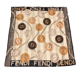 フェンディ(FENDI)の美品　FENDI フェンディ　総柄コットン大判ハンカチーフ(ハンカチ)