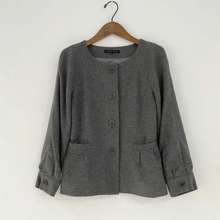 セオリー(theory)の美品✨ theory セオリー ノーカラージャケット S グレー 伸縮性(ノーカラージャケット)