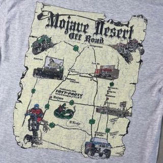 00年代 Mojave Desert モハーベ砂漠 マップ 地図 バックプリントTシャツ メンズL(ポロシャツ)