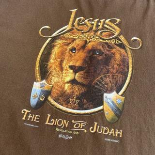 00年代 JESUS THE LION OF JUDAH ユダのライオン キリスト教 アート プリント Tシャツ メンズXL(Tシャツ/カットソー(半袖/袖なし))