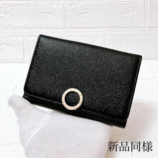 【新品同様】ブルガリ BVLGARI レザー 折り財布 ブラック ON83