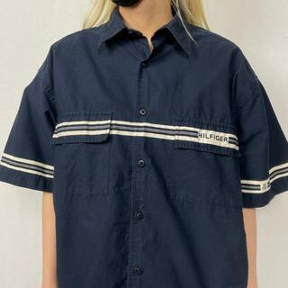 トミーヒルフィガー(TOMMY HILFIGER)の90年代 TOMMY HILFIGER トミーヒルフィガー ラインデザイン コットンシャツ メンズXL相当(シャツ)