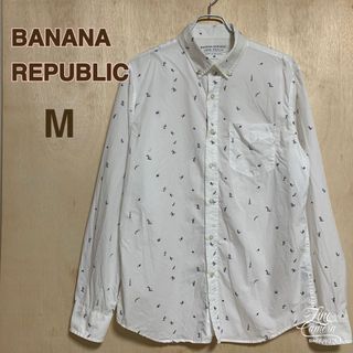 バナナリパブリック(Banana Republic)のバナナリパブラック M メンズ シャツ 柄シャツ ホワイト 白 白シャツ(シャツ)