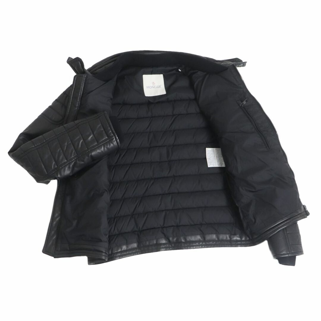 MONCLER(モンクレール)の美品□MONCLER/モンクレール DIMITRI ロゴワッペン スタンドカラー WZIP ラムレザーダウンジャケット/パフィージャケット 黒 0 正規品 メンズのジャケット/アウター(ダウンジャケット)の商品写真