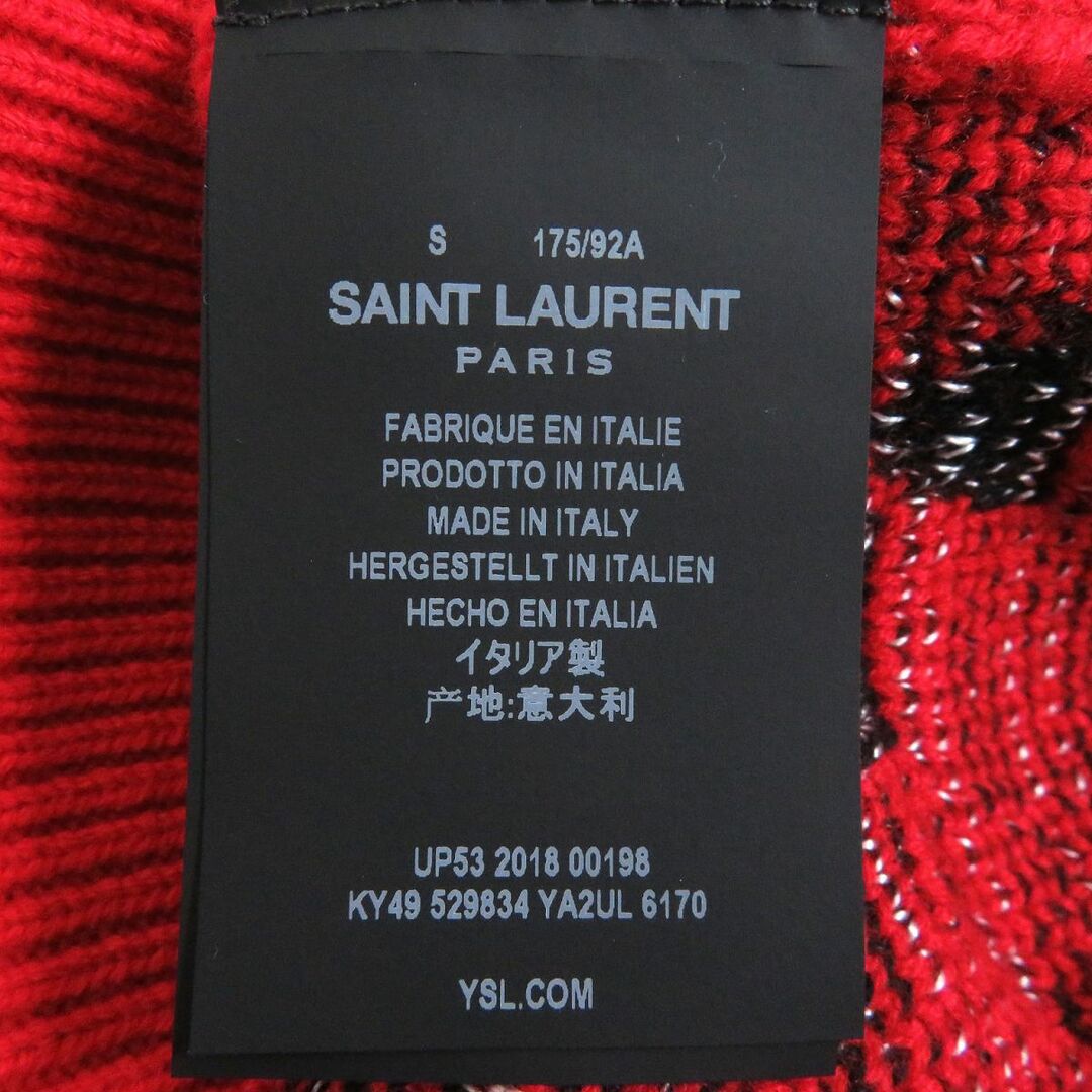 Saint Laurent(サンローラン)の極美品□18AW サンローランパリ 529834 カシミヤ混 ボトルネック フローラル ジャガードニット/セーター レッド S イタリア製 正規品 メンズのトップス(ニット/セーター)の商品写真