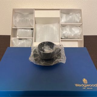 ウェッジウッド(WEDGWOOD)のウェッジウッド　ジャスパー　ブラックバサルト　リー　カップ&ソーサー　6セット(グラス/カップ)