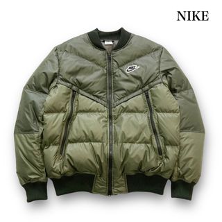 ナイキ(NIKE)の【NIKE】ナイキ ジップアップ ダウンジャケット ブルゾン グリーン (XL)(ダウンジャケット)