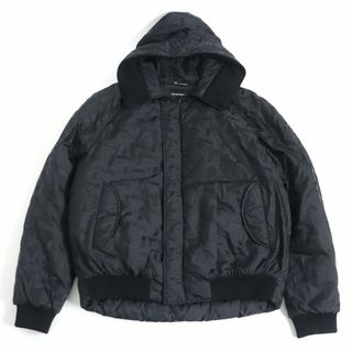 エンポリオアルマーニ(Emporio Armani)の極美品□20AW 黒タグ エンポリオアルマーニ ロゴ総柄 フーデッド 中綿入り ブルゾンジャケット/ボンバージャケット 黒 52 正規品 メンズ(ブルゾン)