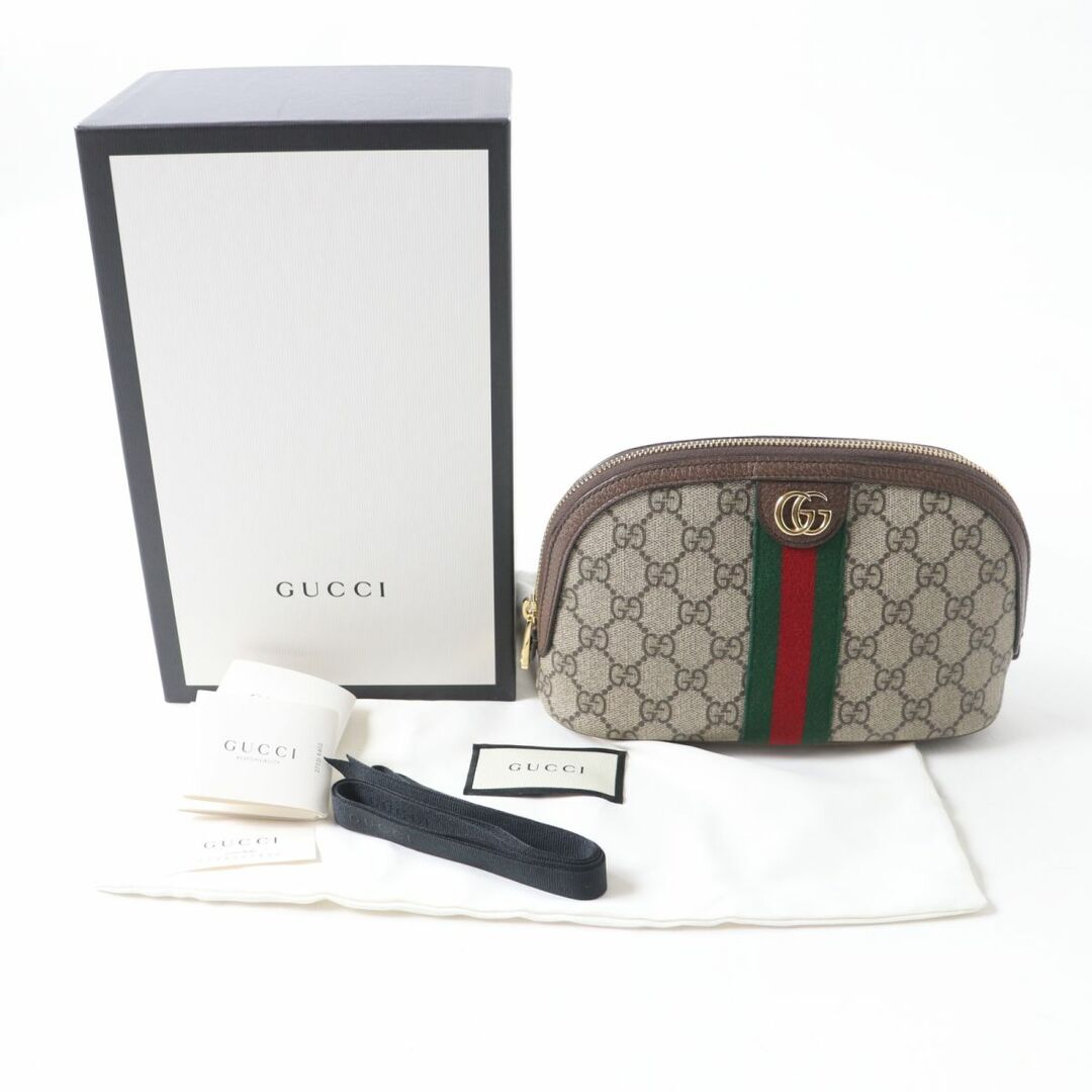 Gucci(グッチ)の未使用品★GUCCI グッチ 625551 オフィディア ラージ コスメティックケース GGマーモント GGスプリーム ベージュ/エボニー 伊製 箱・袋付き レディースのファッション小物(その他)の商品写真