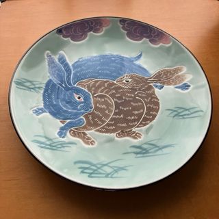 有田焼 秀峰作 うさぎ 絵皿 丸皿 飾り皿 盛り皿 和食器(食器)