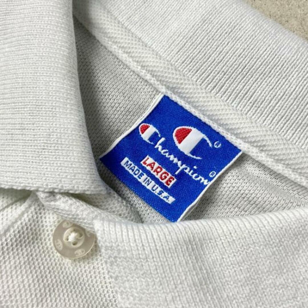 Champion(チャンピオン)の90年代 USA製 Champion チャンピオン カレッジロゴ ワンポイントロゴ ポロシャツ メンズL メンズのトップス(ポロシャツ)の商品写真