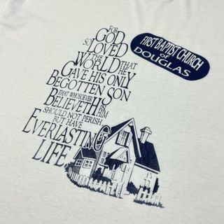 90年代 USA製 FIRST BAPTIST CHURCH of DOUGLAS バプテスト 教会 メッセージ プリントTシャツ メンズ2XL(Tシャツ/カットソー(半袖/袖なし))