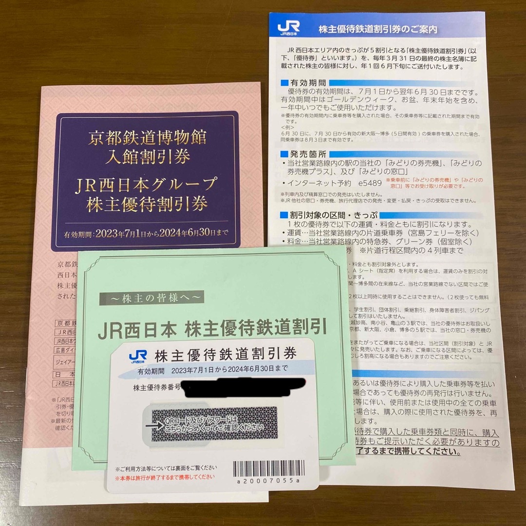 JR(ジェイアール)の2024年6月30日期限　JR西日本優待券 チケットの乗車券/交通券(鉄道乗車券)の商品写真